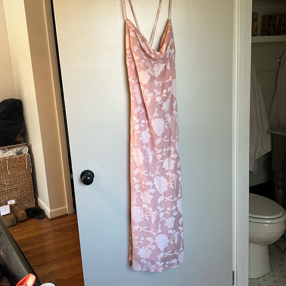 Hello Molly pink floral cowl neck midi dress